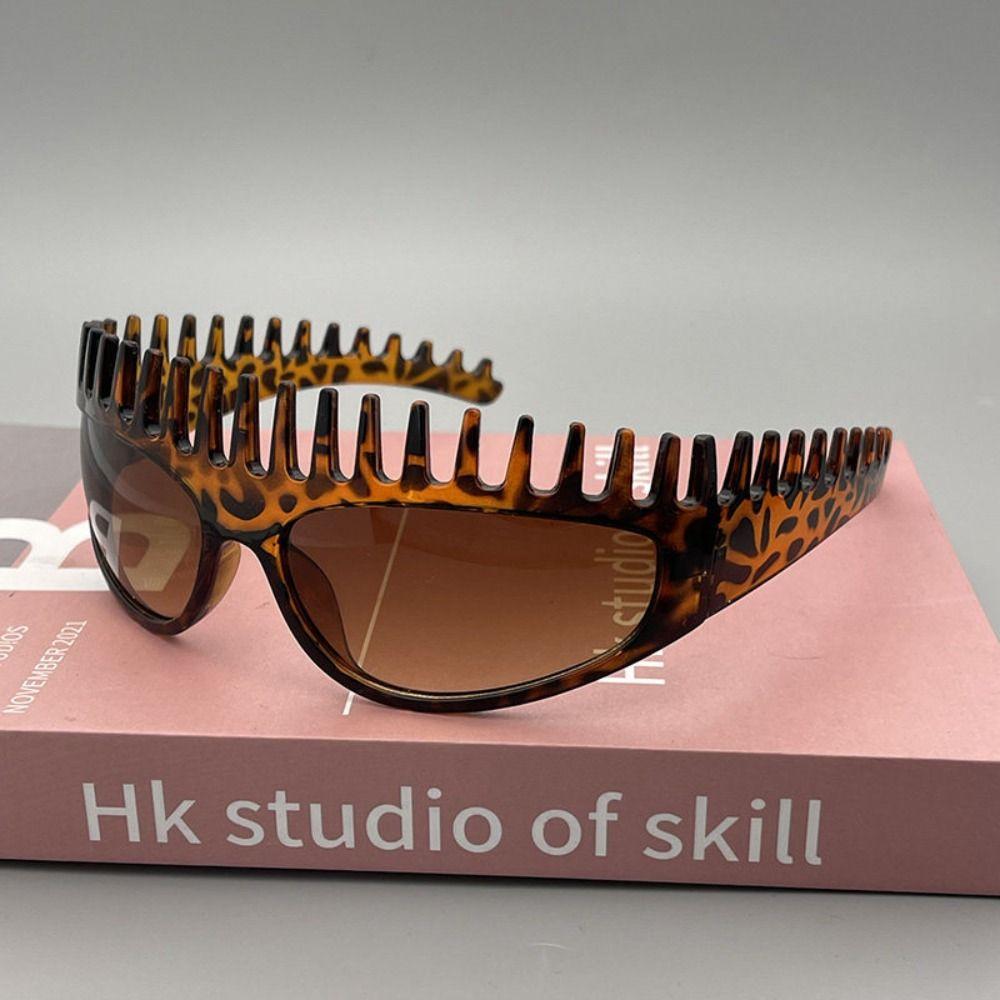Comb Shaped Glasses Hair Band Leopard Print Summer Sunglasses  Female Hair Accessories