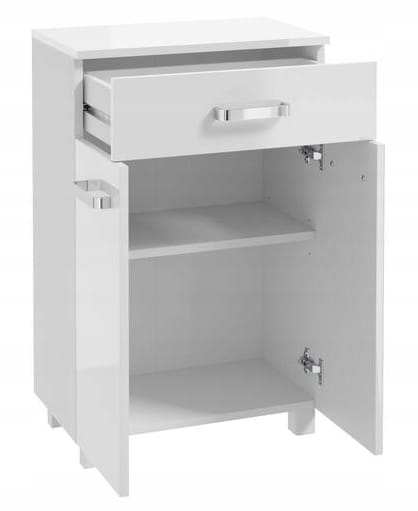 Bathroom cabinet standing on legs, white gloss, 50x78 cm, Mila