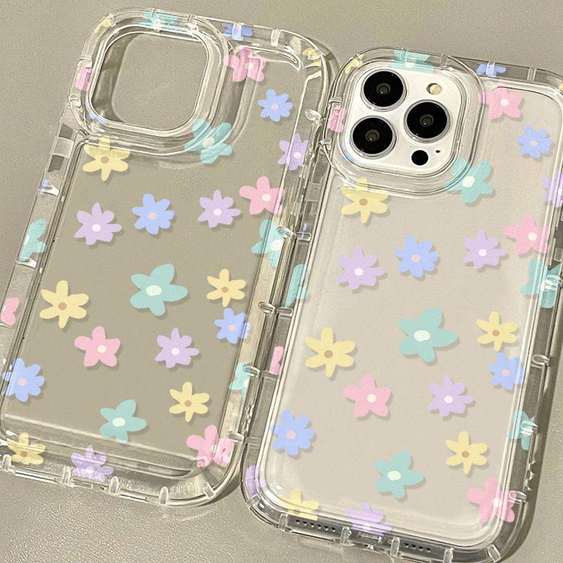 Colorful Small Flowers for iPhone17promax Mobile Phone Case Apple 16 Large Hole 14/13 New 15 Airbag