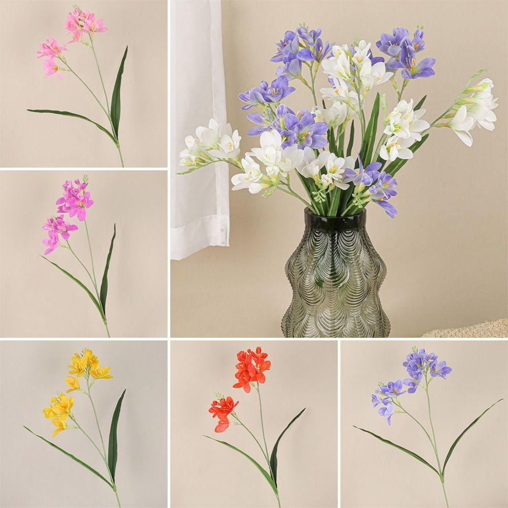Umělé frézie s reálným vzhledem 64CM Hedvábné květiny Nové umělé květiny Dekorace do obývacího pokoje
