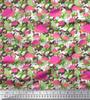 Soimoi Japan Crepe Satin Fabric Camouflage Texture & Flamingo Bird Printed Craft Fabric by the Metre 42 Inch