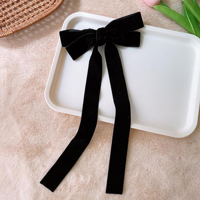 

Women Velvet Hairpin Bow Long Ribbon Hair Clip Fashion Vintage Barrettes Duckbill Clip Hair Accessories