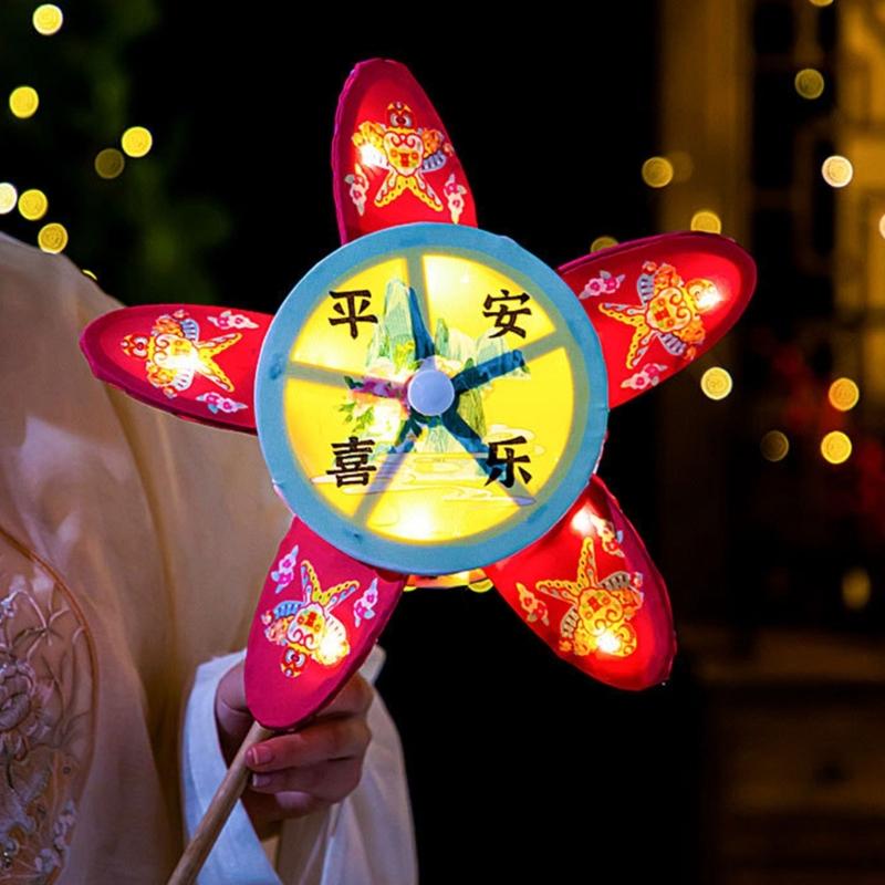 360 Degree Rotating Windmill Paper Lamp Making Set Handheld Flower Light For Children Holiday Craft Projects