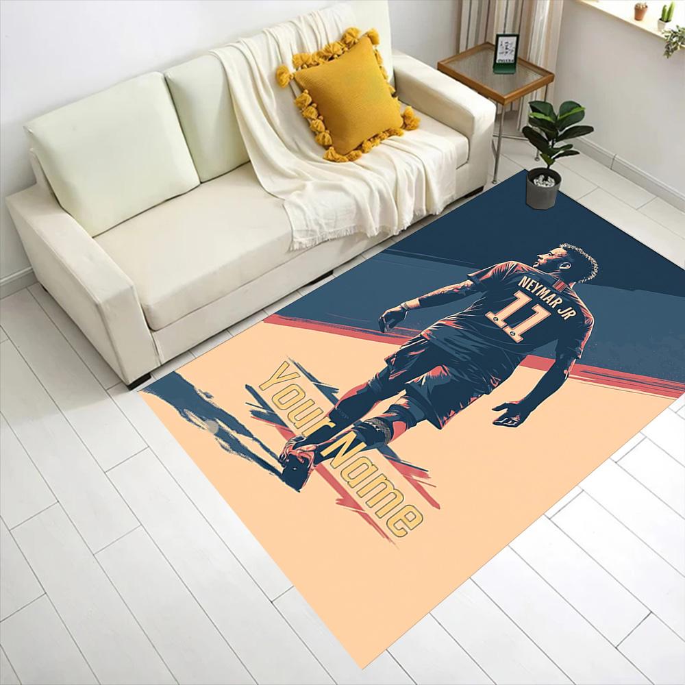 Neymar Träume Fußballlegende Personalisierbarer Namensbereich Teppich Design für Wohnheim Küche Esszimmer im Freien Rutschfester Teppich Büros Dekorieren