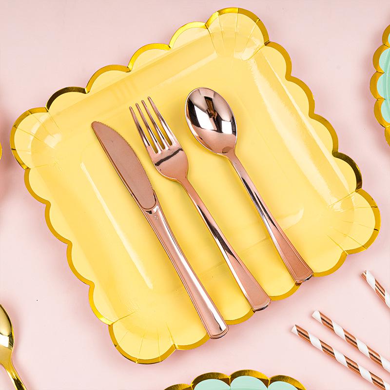 Disposable Party Supplies Set: Paper Plates and Cups for Birthdays and Weddings