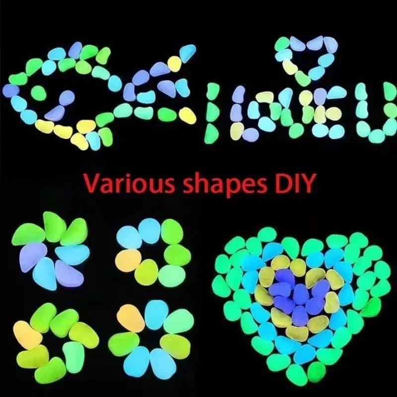 100-1000pcs Luminous Stone Garden Fish Tank Landscape Glow-in-the-dark Stone Decoration Artificial Fluorescent Color Goose Stone