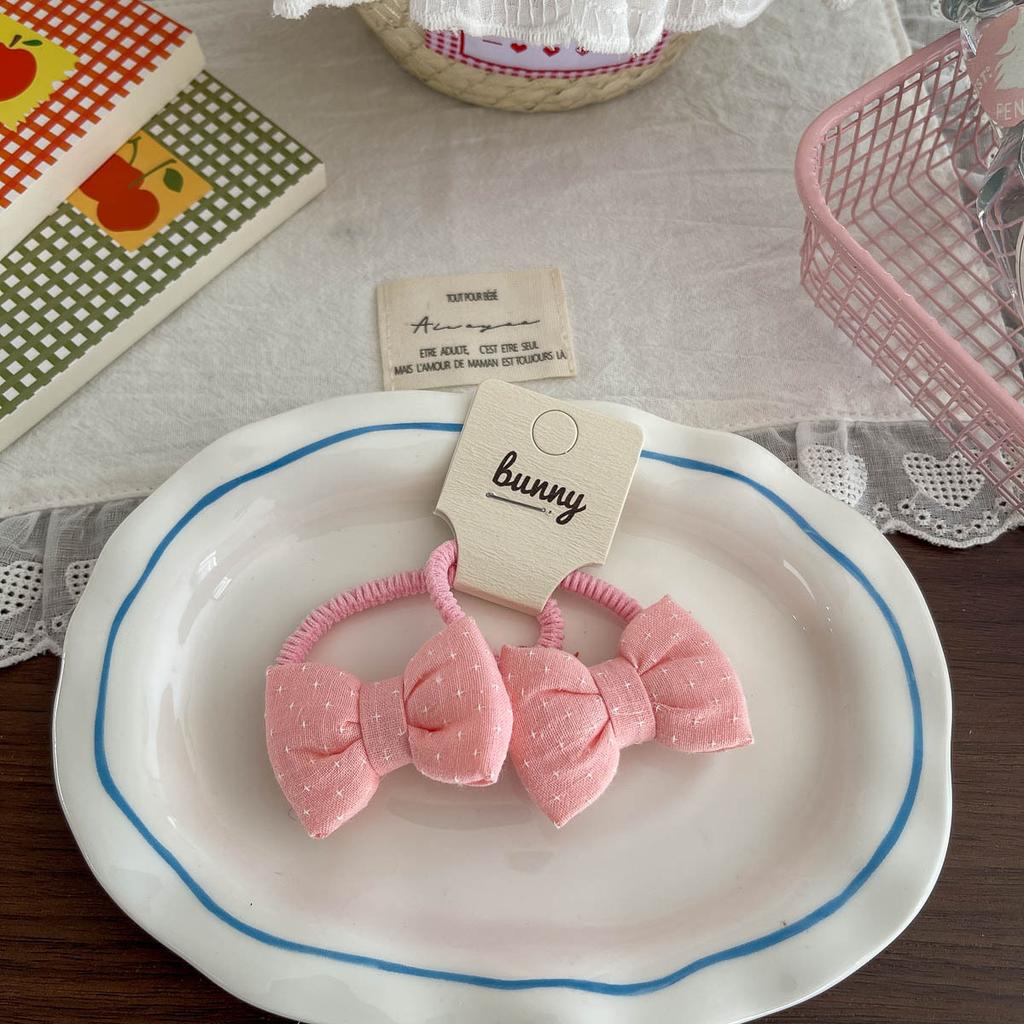2Pcs Bow Children's Elastic Hair Band Sweet Girls Hair Rope Tie Ponytail Holder Rubber Band Kids Headwear Hair Accessories