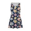 Women's Casual Fashion V-neck Sleeveless Floral Print Side Pocket Dress
