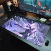 Gaming Mouse Pad Desk Mat Antislip Rubber Base Stitched Edges White Hair Anime Girl Print Extended Keyboard Pad for Gamers