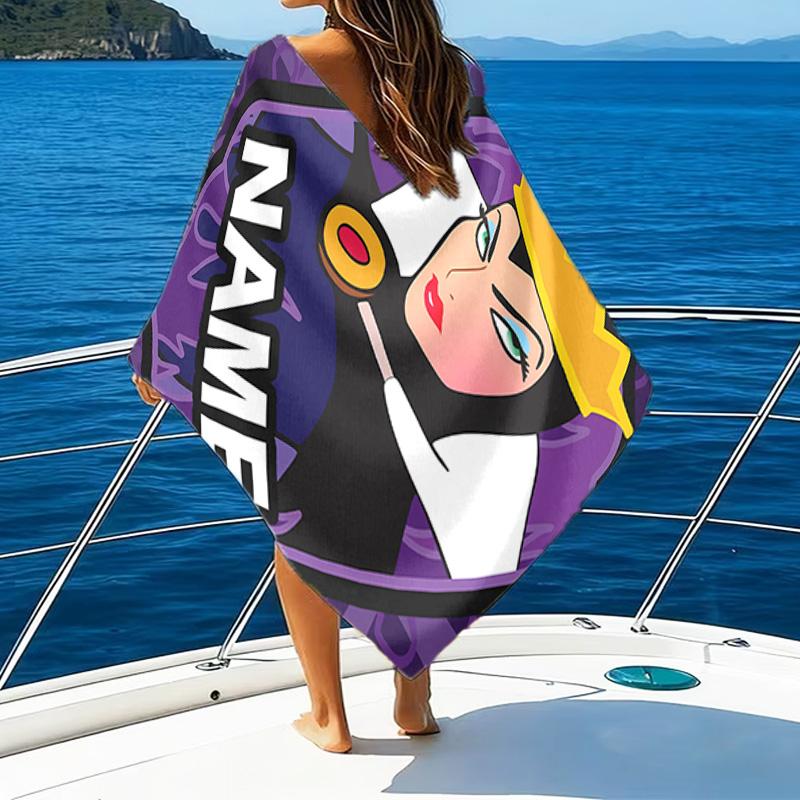 1pc Villain2 Beach Towel with Custom Name, Beach/Swimming/Bath/Picnic/Camping Towel, Suitable for Seaside Beaches