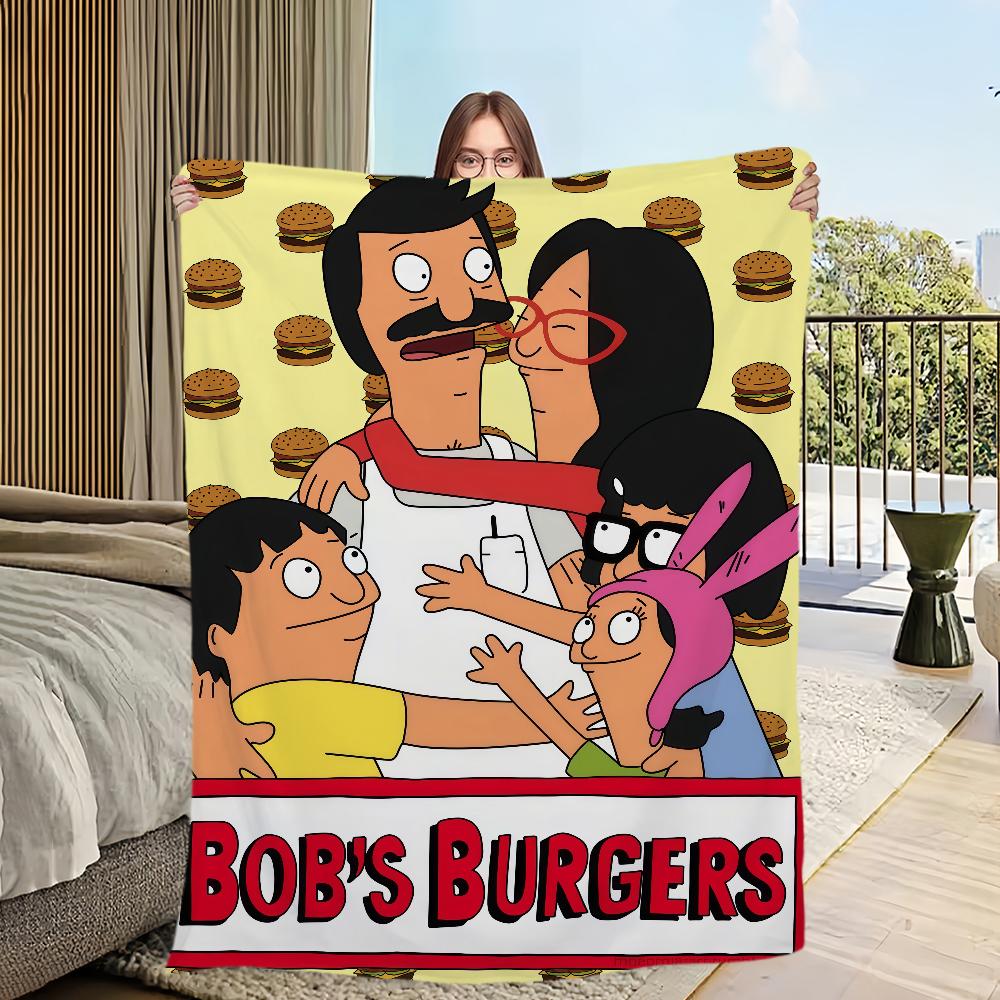 

funny cartoon art b-Bobs b-Burgers Flannel warm comfort soft plush blanket for sofa living room office bedroom travel gift 30x40in