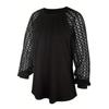 Long Sleeve Elegant Polyester Blouse With Ruffles, Round Neck, And Relaxed Fit, Suitable For All Seasons