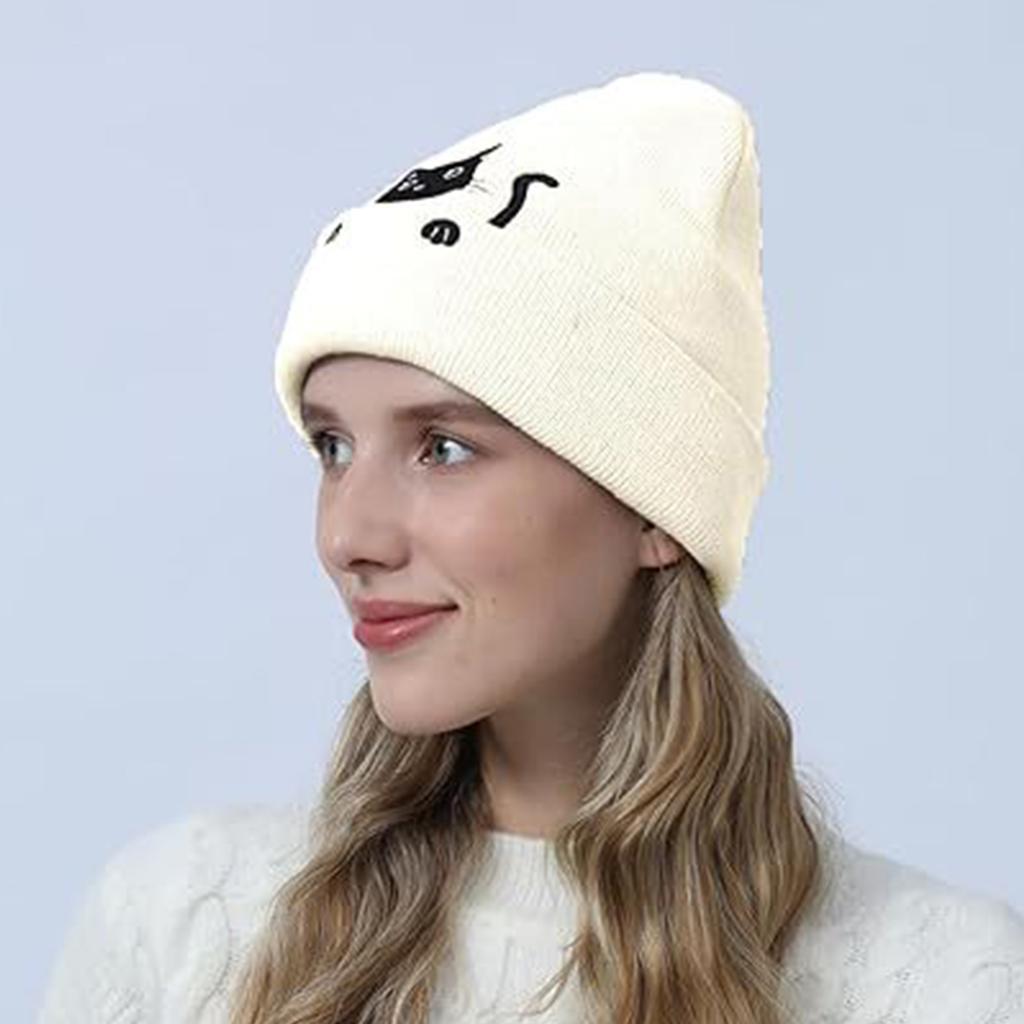 Cartoon Hat Winter Knit Hat Outdoor Teens Streetwear Skull Caps for Ski Cycling