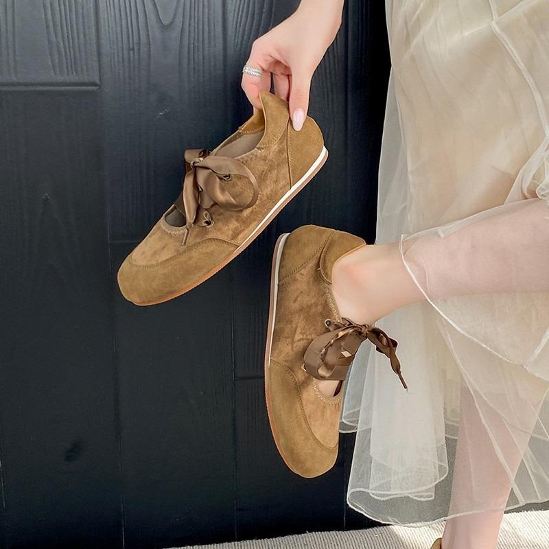 Flats Women's Sport Shoes Autumn 2025 Running Sneakers Woman Walking Lace Up Loafers Shoes Suede Casual New Zapatillas De Mujer