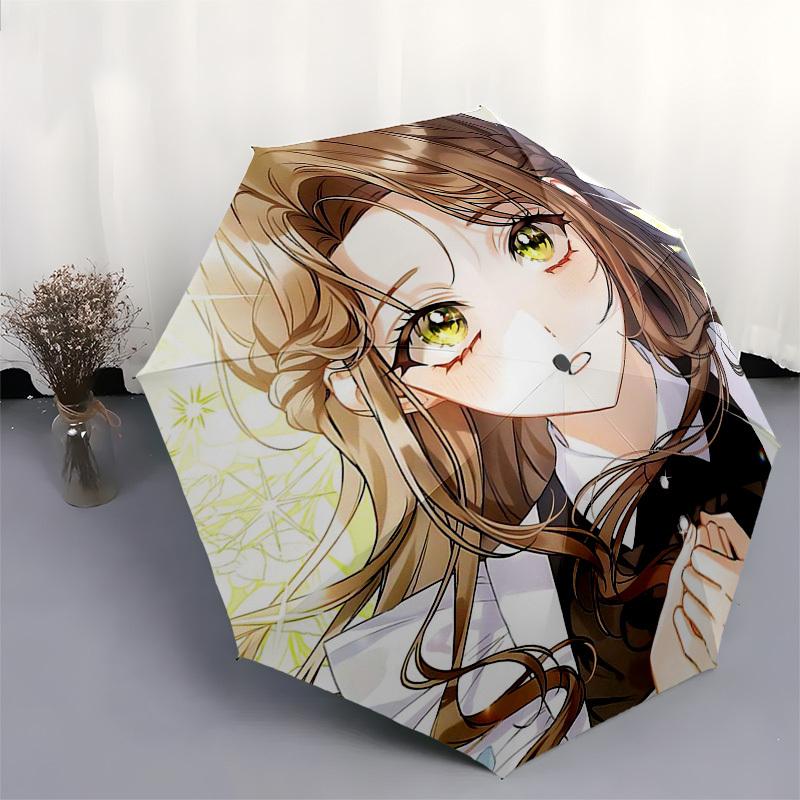 1pc Outdoor Umbrella with Cute Anime Girl Design - Automatic Opening/Closing, Portable 3-Fold Design, 8-Bone Iron Frame - Perfect Gift for Fans,