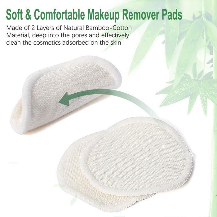 Tampons Démaquillants - 20 disques - Coton-Bambou - Lavables - Doux et Confortables