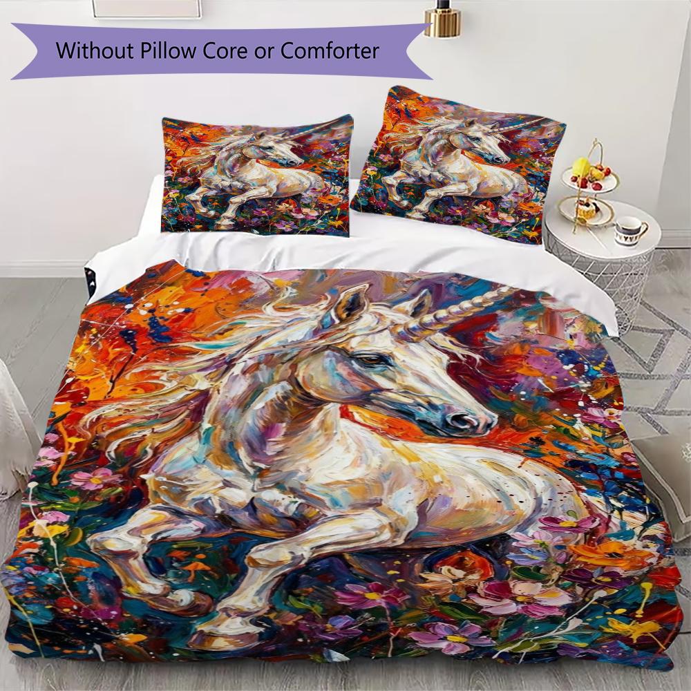 

Unicorn Animal Pattern Bedding uilt Set uilt Cover Pillowcase Home Decoration Birthday Gift (1 * duvet cover + 2 * pillowcase without core)131 135x200cm