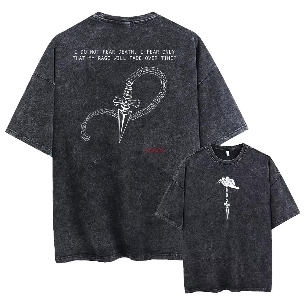 Fashion Retro Washed T-shirt Pattern Printed Men's Casual Comfortable Short-sleeved T-shirt Men's