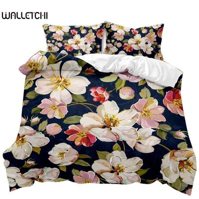 Conjunto de capa de edredom de flores coloridas, jardim botânico, capa de edredom dupla, conjunto de cama de poliéster com flores, queen, king