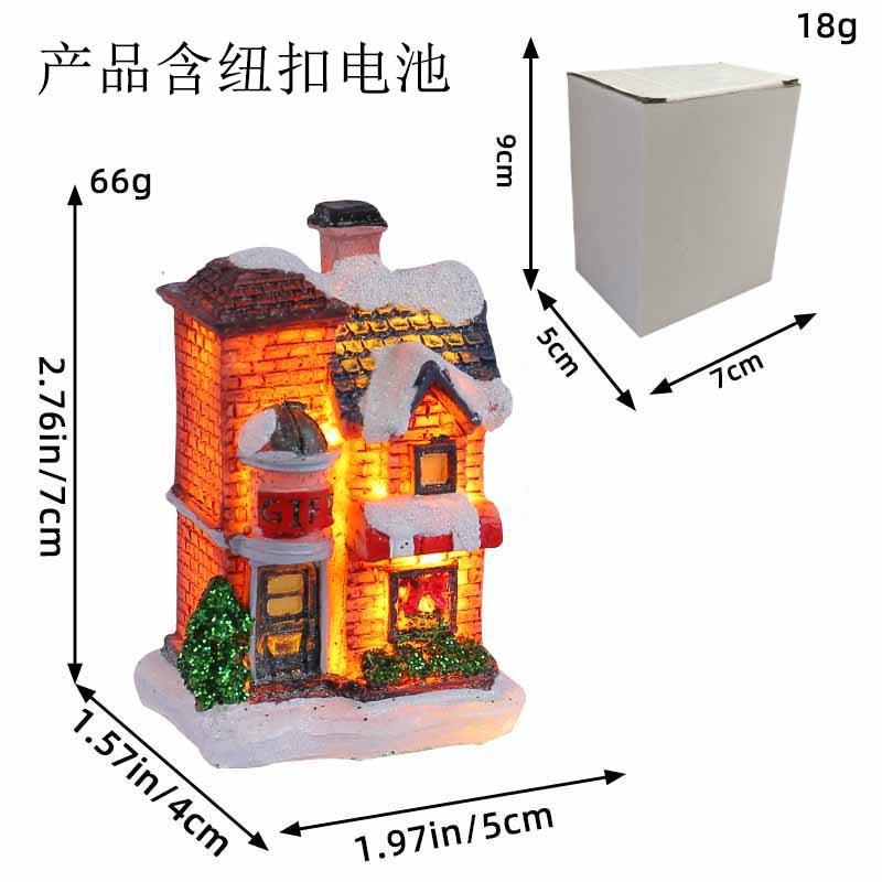 Jingchen new Christmas decorations resin hut colorful luminous house tabletop ornament