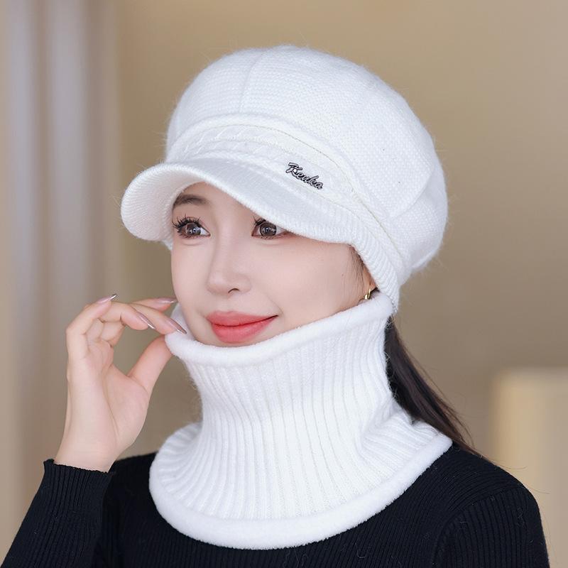

Новая флисовая шапка Женская зимняя модная шерстяная шапка Утолщенная теплая защита ушей Холодная утиная лапка Вязаная шапка Single hat белый