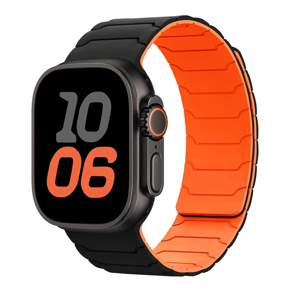 Strap For Apple Watch Ultra 2 Band 49mm 44mm 45mm 40mm 42mm 46mm 41mm 38mm Magnetic Silicone Bracelet IWatch Series 10 SE 9 8 7