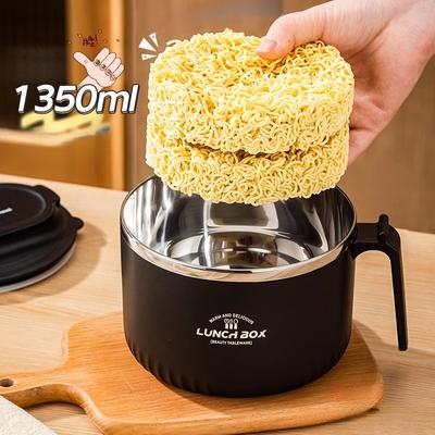 Ramen Bowl Japanese High Quality With Tableware/Lid Personal Lunch Box Home Large Size Capacity Portable Noodle Bowl Stainless Steel