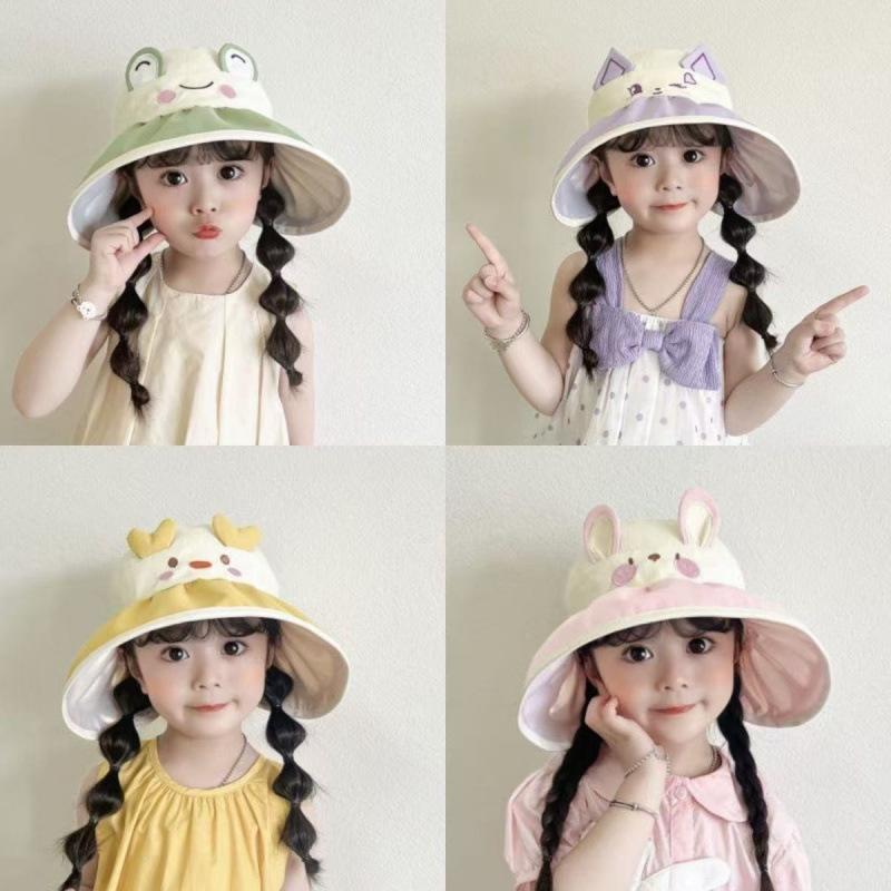 Children's Fisherman Sun Hat Summer Boys and Girls Outdoor UV Protection Large Brim Hollow Top Hat Baby Sun Protection Sun Hat