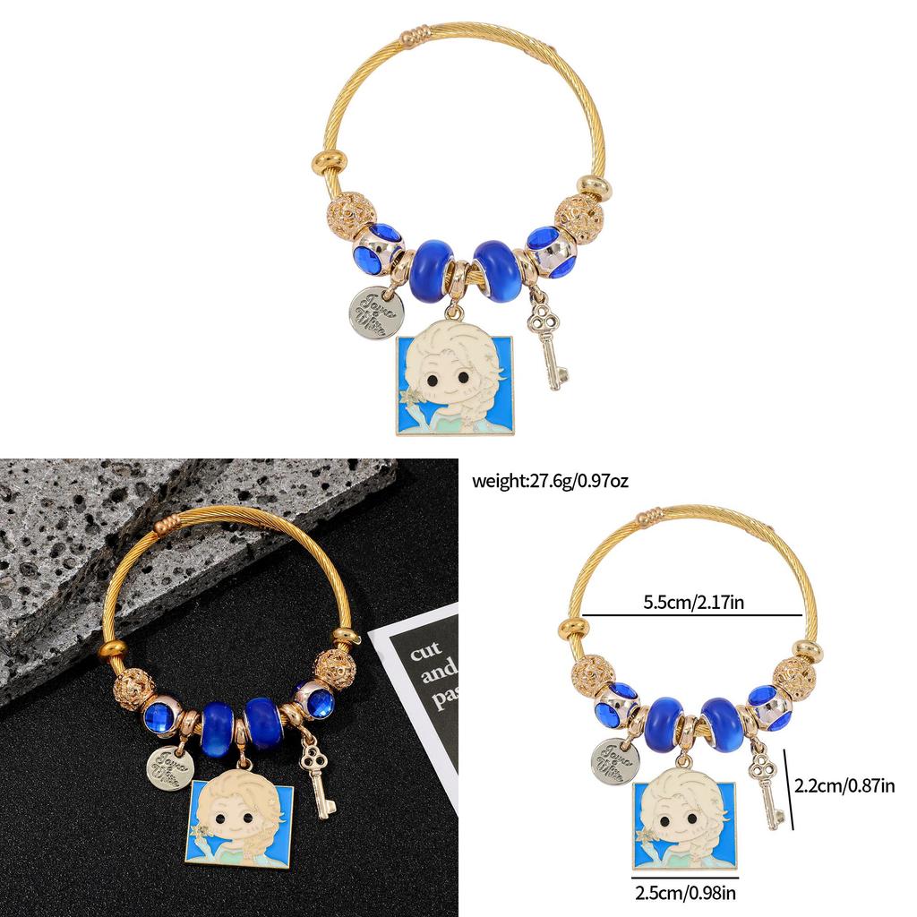 Bracelet Princesse Dessin Animé Avec Pendentif en Alliage de Zinc Pour Cadeau Décor de Voyage