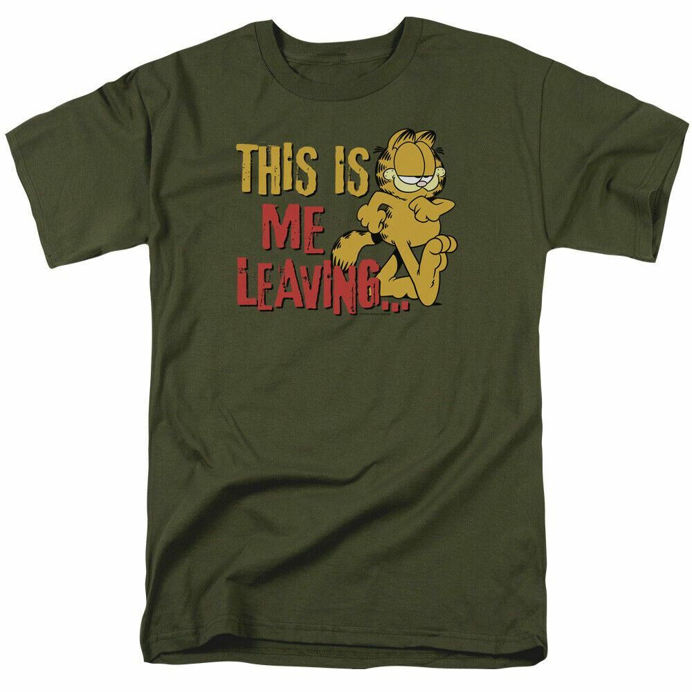 26 Garfield Leaving T Shirt Mens Licensed Cat Jim Davis Comic Tee Military Green Unisex T-Shirt XL