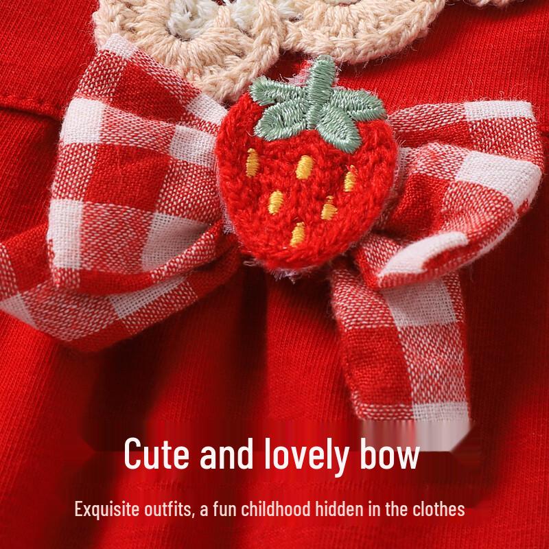 Baby Girl's Red Sleeveless Celebration Romper
