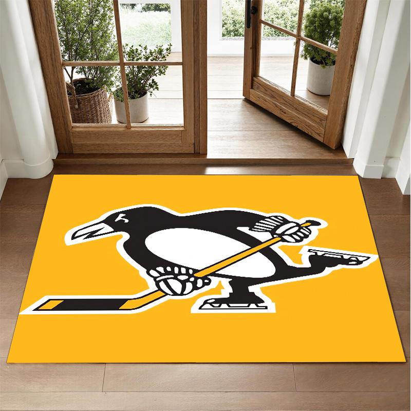 Pittsburgh Penguins Design Crystal Velvet Rug Soft Decorative Mat for Bedroom Entrance