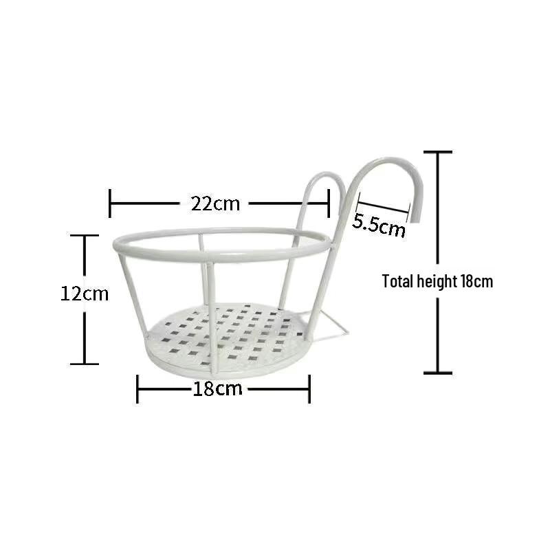 

Thickened Wrought Iron Balcony Railing Hanging Flower Pot Rack, Snow White (6-pack)