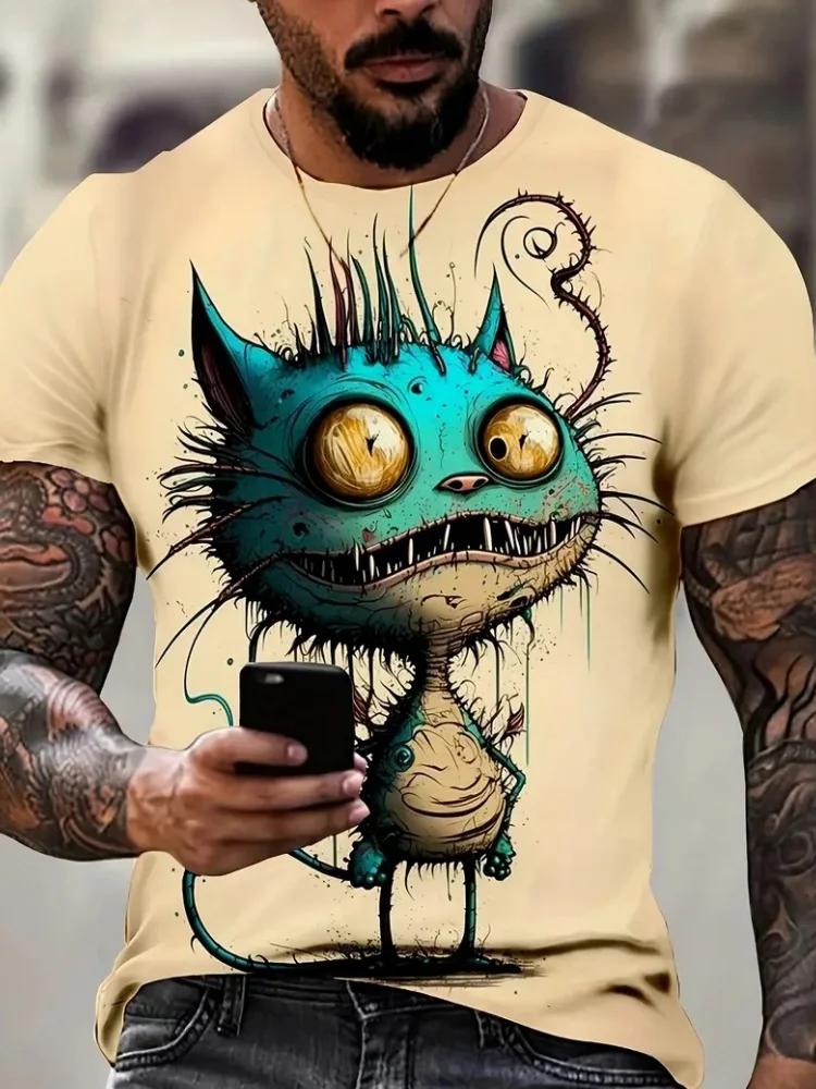

Funny T- Shirts Men 3D Animal Printed Top Summer Street Trend Hip Hop Design Short Sleeve Casual O Neck Plus Size Men s T-Shirt 6XL