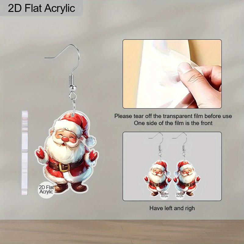 2D Flat Christmas Day Acrylic Cute Santa Claus Earrings Santa Claus Dangle Jewelry for Women Charms Holiday Carnival Party New Year Gifts