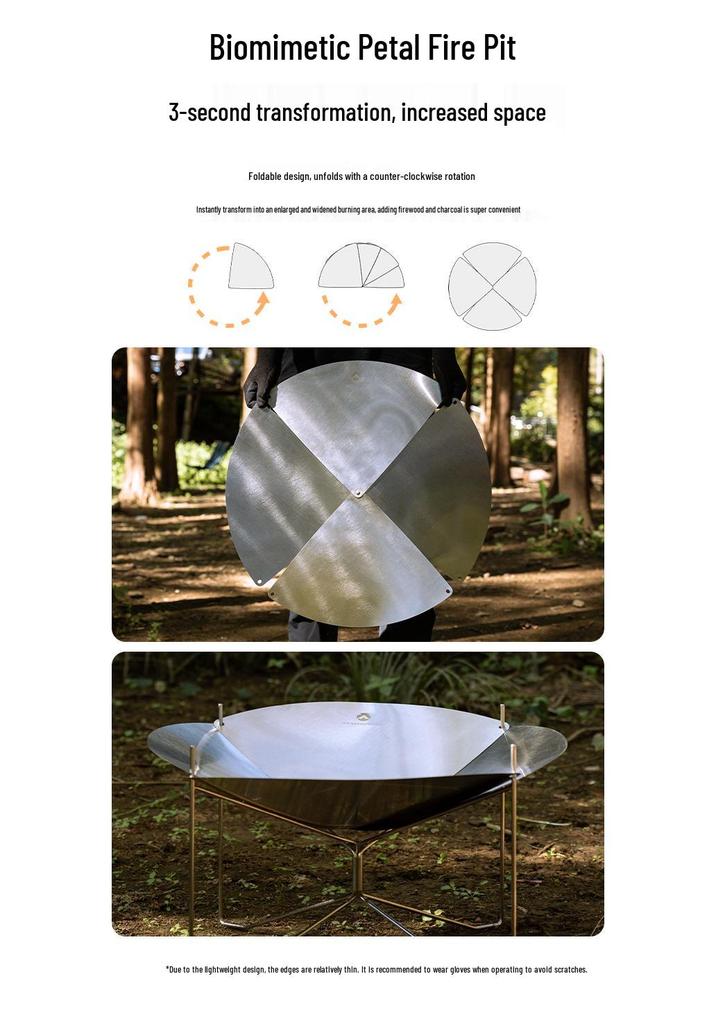 Keman A3-Q Stainless Steel High-Temperature Resistant Foldable Firebed Petal Design