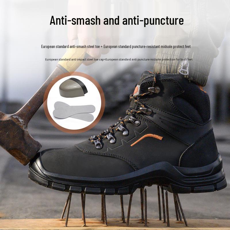 Men's Steel Toe Anti-Static Safety Work Boots – Anti-Smash & Puncture Resistant, Wear-Resistant for Construction & Outdoor Use