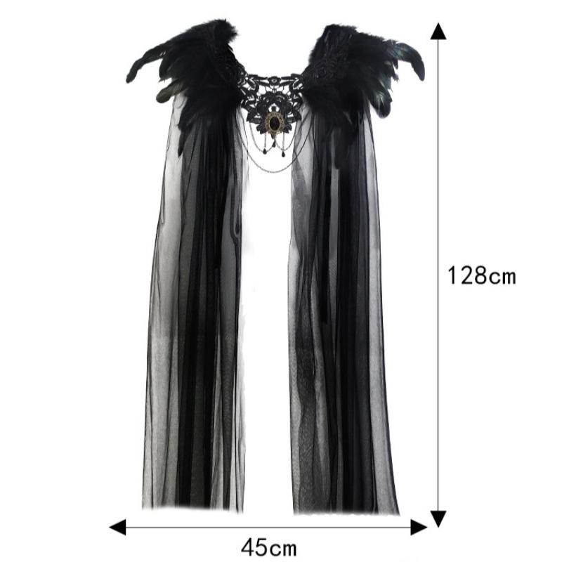 Halloween creative props Feather Cloak Fur Collar Shawl mid Length Skirt Stage Performance Mesh Dress up Accessory