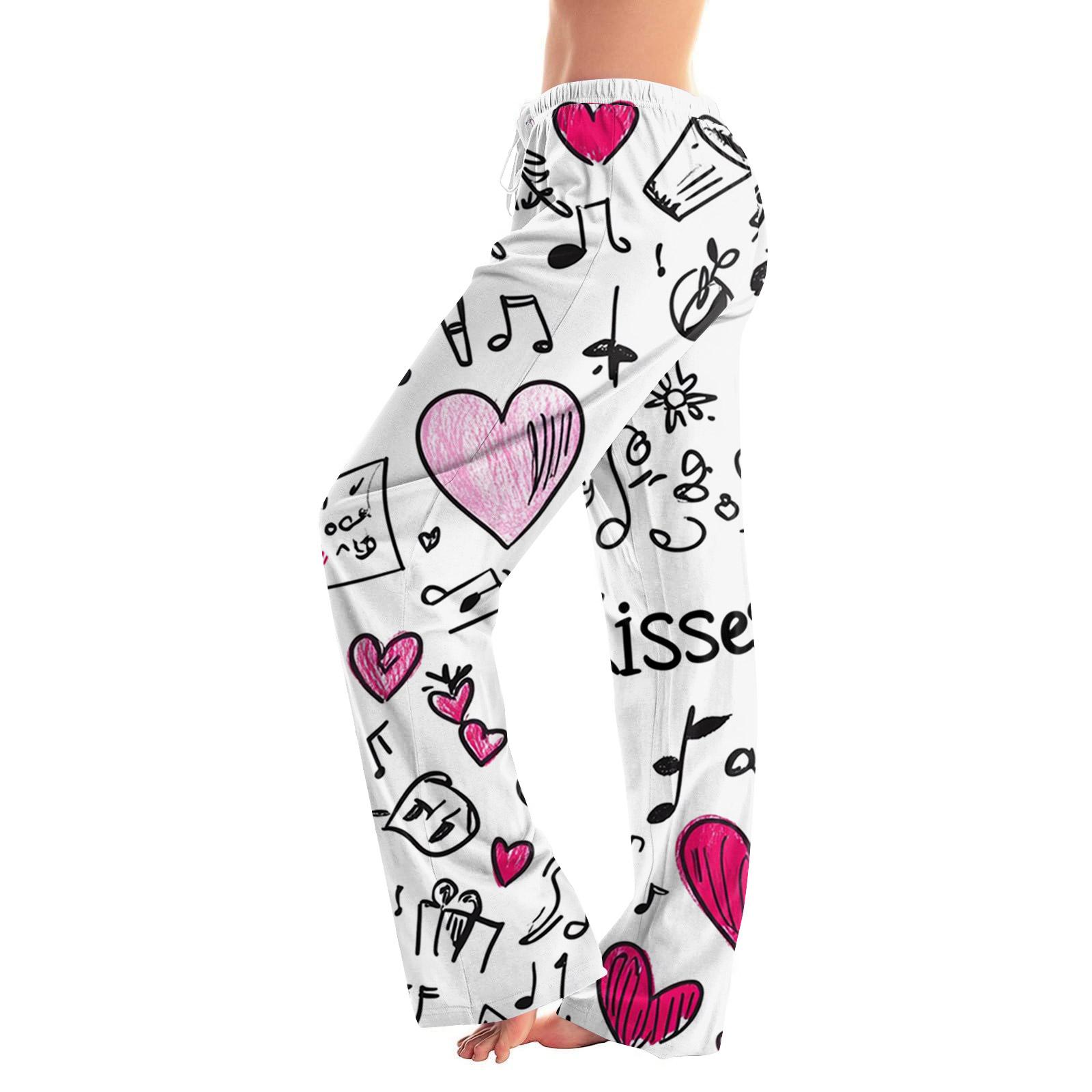 

Women s Fashion Loose Casual Printed Casual Pants XL білий