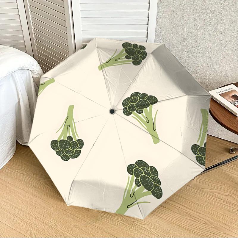

1pc Broccoli Pattern Automatic Folding Umbrella, 8-Rib Durable Frame, Durable Foldable Design - Elegant Gift for Commute yy251210076