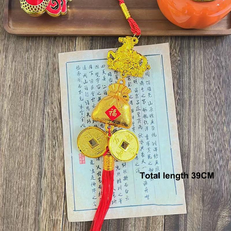 2026 Year Of The Horse Wall Hanging Ornament Green Plant Potted Lucky New Year Decoration 2026 Year Of The Horse Wall Hangingift