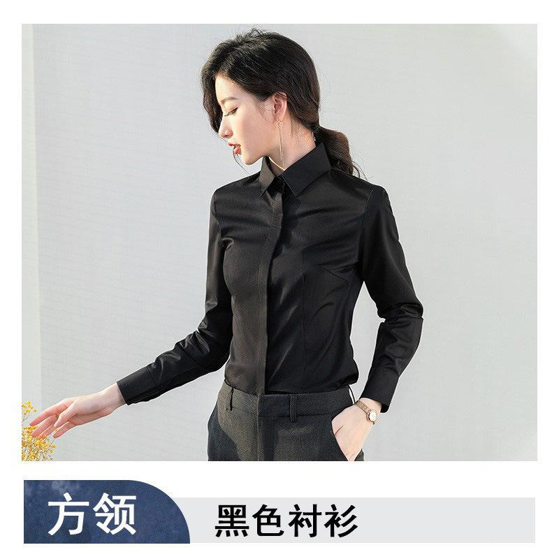 Professional Shirt Women's Solid Color Large Size Top Spring and Autumn Non-ironing Drape Tooling Shirt Casual Long-sleeved Business Overalls