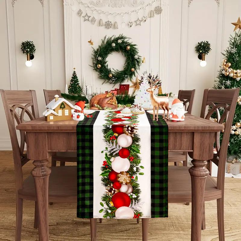 Buffalo Check Christmas Table Runner Seasonal Winter Christmas Xmas Waterproof Reusable Holiday Farmhouse Style Table Decoration