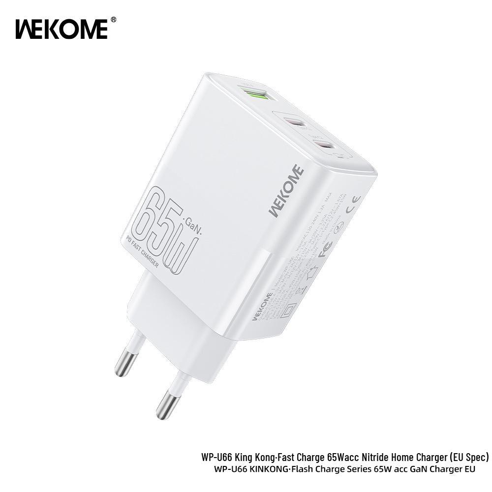 Wekome 65W Diamond Low-Temp Fast Charger with Three-Port Output (US/EU/UK Specs)