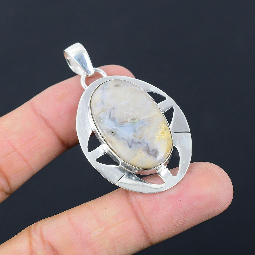 925 Sterling Silver Crazy Lace Agate Stone Daughter Birthday New Pendant Jewelry
