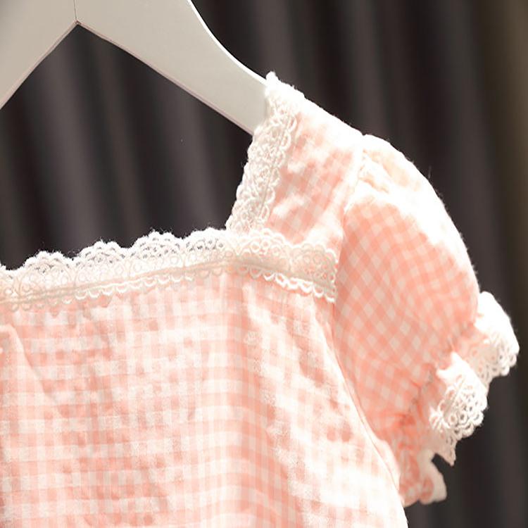 Letni garnitur dla dziewczynki Mały Średni rozmiar Dziecięca koszulka koreańska Modne szorty Dwuczęściowy Księżniczka