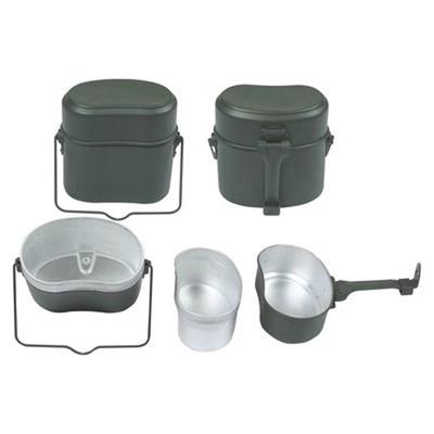 Set da campo Bento tedesco vintage: Portapranzo multifunzionale nostalgico con bollitore in alluminio e funzioni barbecue