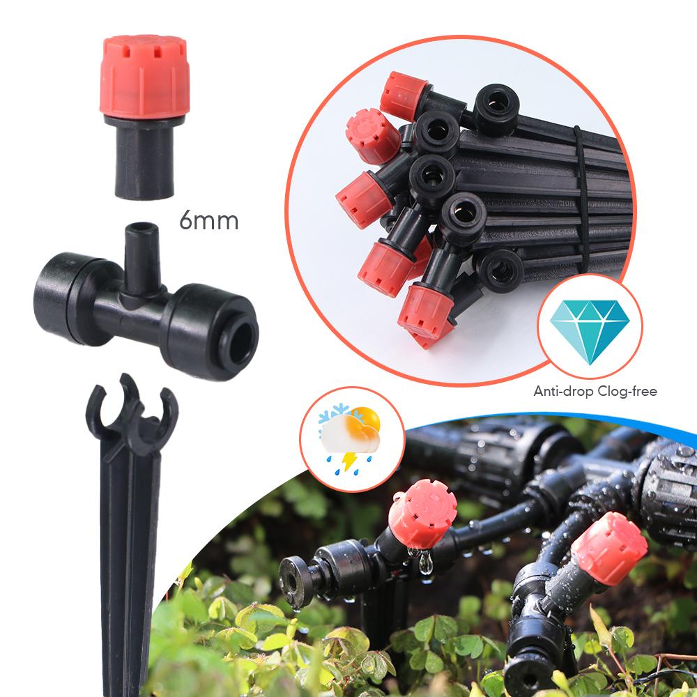 1/4″ 8-hole Sprinkler with Stake 360° Adjustable Dripper Quick Connect Garden Irrigation Pot Plants Agriculture Watering Fitting