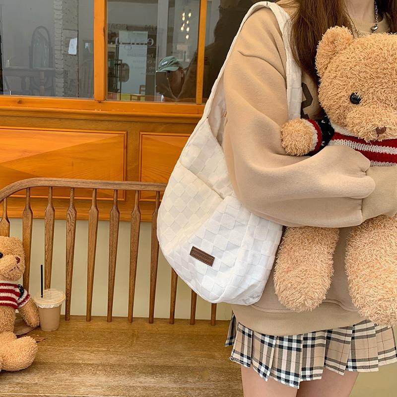 Large-capacity Bag Women's Versatile Autumn New Canvas Shoulder Bag with Simple Texture and Niche Casual Tote Bag