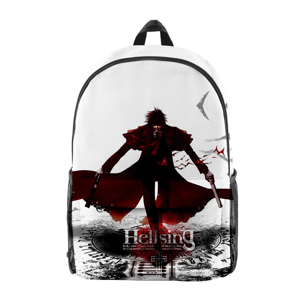 Classic Novelty Funny Cool Hellsing pupil Bookbag Notebook Backpacks 3D Print Oxford Waterproof Boys/Girls Travel Backpacks